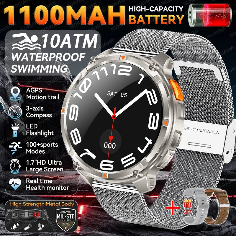 2026 New T-Rex 3 Pro Smart Watch 1100mAh Long Battery Dual-Band GPS 10ATM Waterproof Military Grade Sports Outdoor Smartwatches