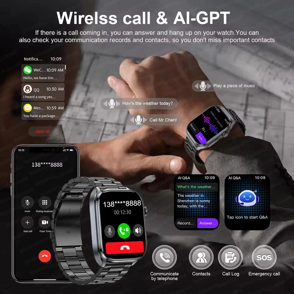 2026New Accurate Diagnosis Smart Watch ECG Blood Oxygen BP Uric Acid Lipids HD AMOLED Screen BT Call Health Smartwatch Men Women