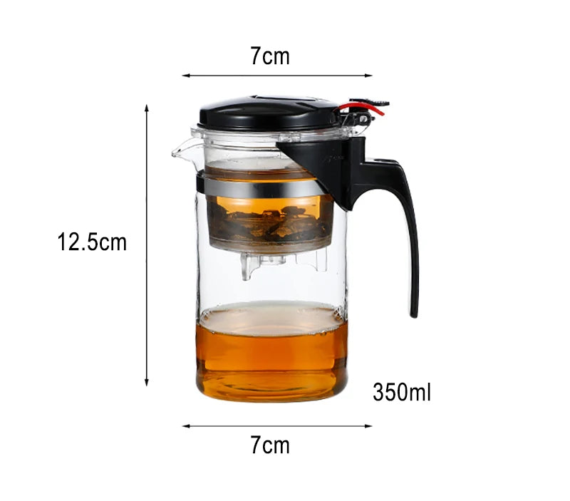 TeaPots Heat Resistant Glass Tea Pot Tea Infuser Chinese Kung Fu Tea Set Kettle Coffee Glass Maker Convenient Office Teapot