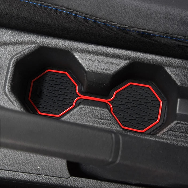 for VW Volkswagen POLO MK6 AW 2018-2023 Anti-slip Gate Slot Mat Car Door Groove Cup Pad Interior Accessories
