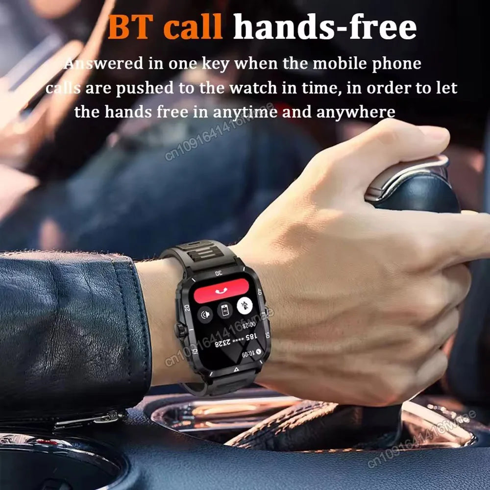 2025 Outdoor Military Watch 1.96" Smartwatch Men Bluetooth Calls Health Monitoring Smart Watch Sport Fitness Watches For Android