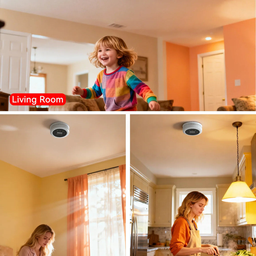 Independent Smoke detector Carbon Monoxide Alarm Combo，2 in 1 Smoke & CO Alarm for Home Security Protection Smoke Alarm