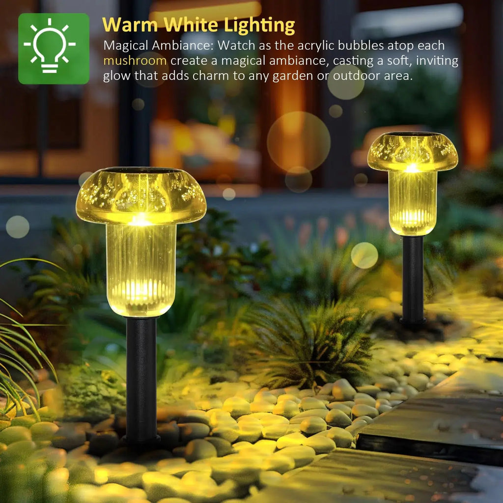 4pcs LED Solar Outdoor Pathway Lights Mushroom Solar Path Walkway Lighting Waterproof For Landscape Yard Lawn Garden Decorative