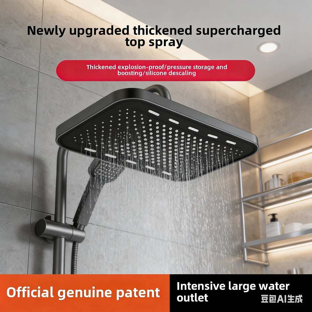 Large showerhead, pressurized showerhead, top spray, pressurized bathroom, rain shower, household shower, showerhead, shower