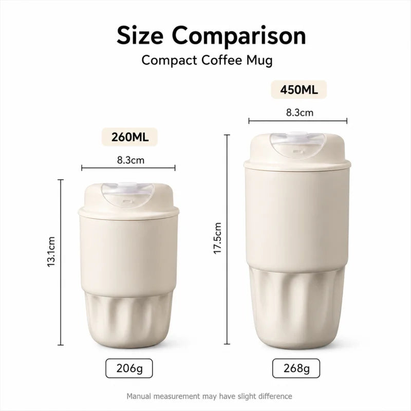 260ML 450ML SUS316 Thermal Coffee Mug Leakproof Portable Travel Tumbler with Lid Stainless Steel Cup for Car Work Hot Cold Drink