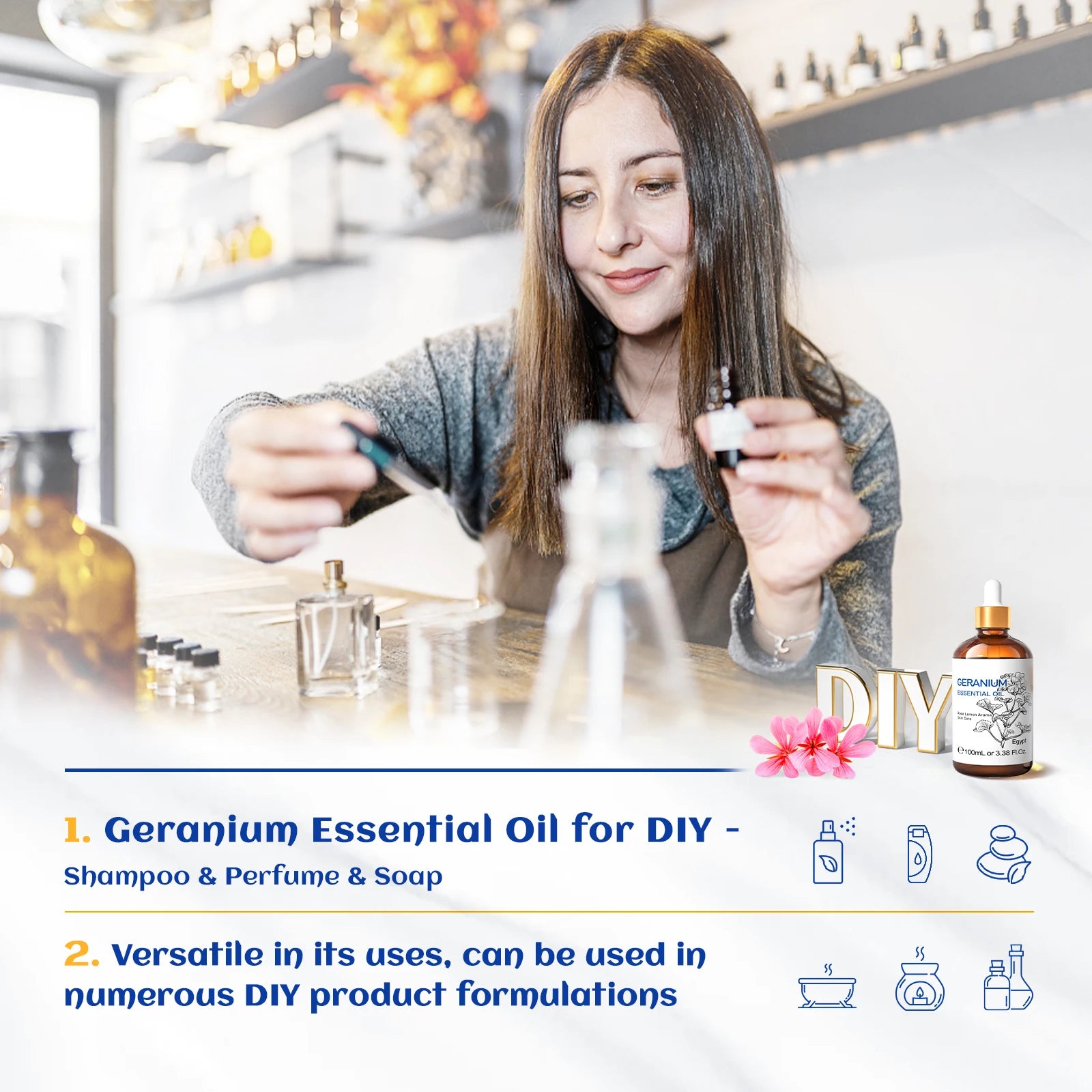 HIQILI 10ml/30ml/100ml Essential Oil With Dropper, Lemongrass/Basil/Rosemary/Camphor Tree/Oriole/Neroli，Diffuser/Humidifier