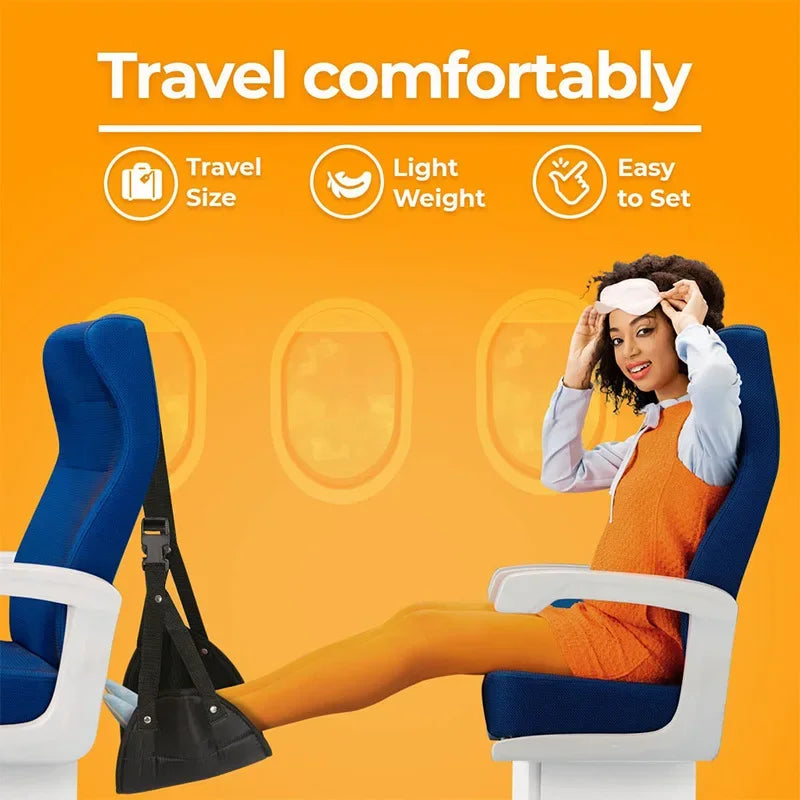 Portable Adjustable Leg Hammock with Comfortable Foot Rest for Airplane Office and Car Travel Support and Relaxation