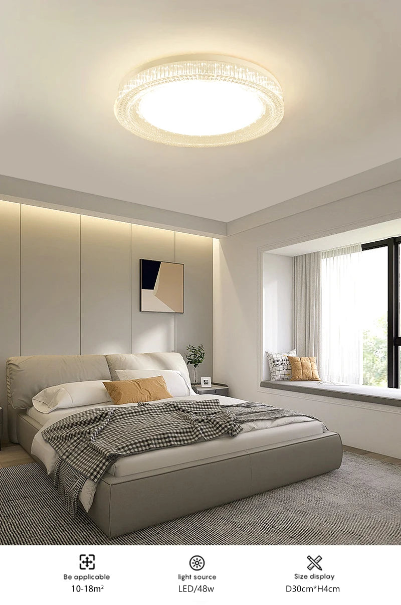 Modern LED Ceiling Light AC85-265V Circular Crystal Home Light 18W 24W 36W 48W Living Room Bedroom Kitchen Indoor Lighting