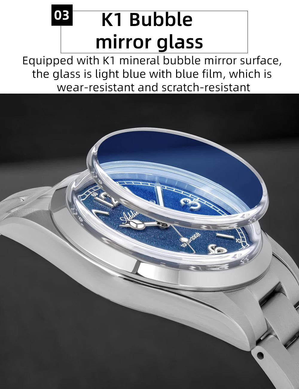 ADDIESDIVE New VH31 Quartz Watches Bubble Glass Retro Elegant WristWatch BGW9/C3 Luminous Waterproof 10Bar Men's Watch AD2518