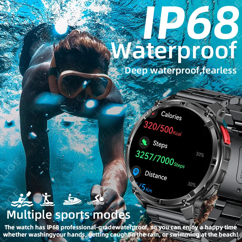 LIGE Outdoor Sports Smart Watch Men HD Screen 1100mAh Large Battery Long Standby Time Bluetooth Call IP68 Waterproof Smartwatch