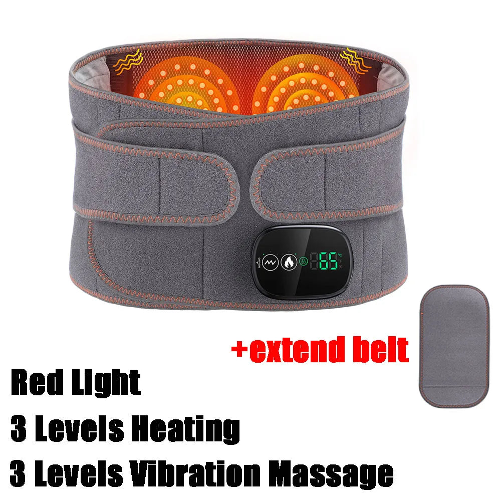 Electric Heating Waist Massage Belt Infrared Vibration Hot Compress Lumbar Brace Spine Protect Massager Back Support Belt