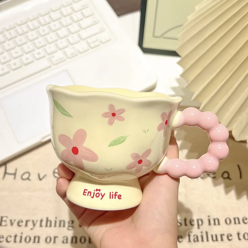 High-value birthday gifts for girls, tulip ceramic cups, gift boxes, flower mugs