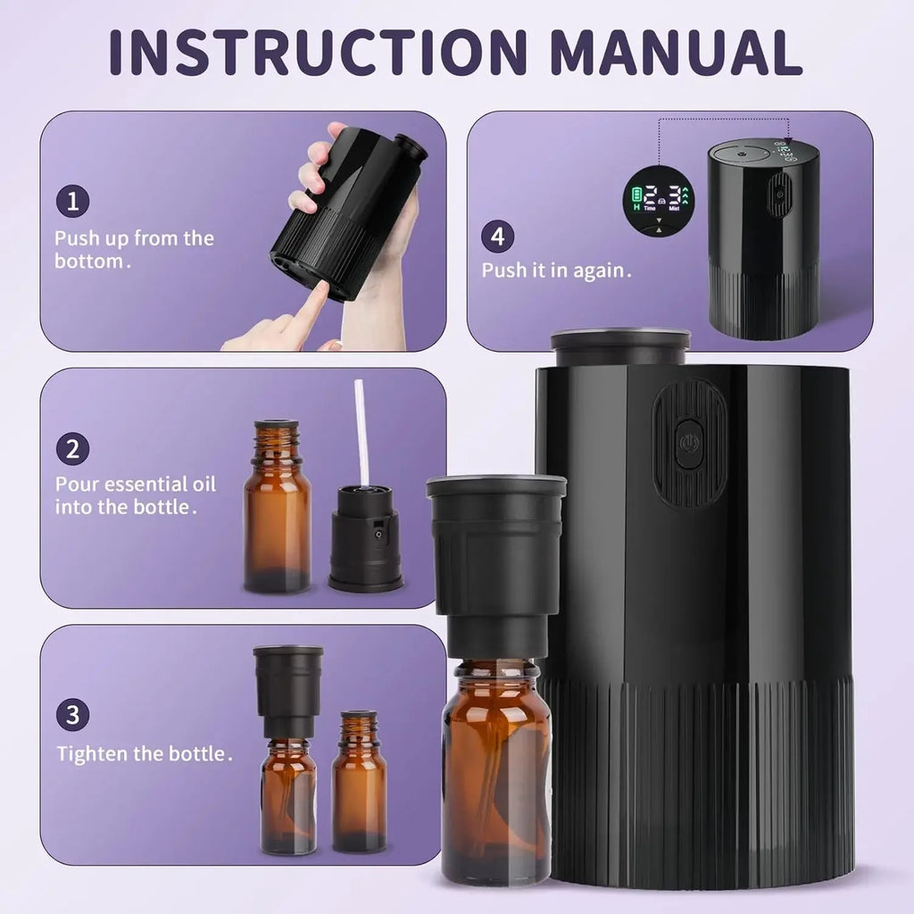2026 New Essential Oil Diffuser Portable Cordless Diffuser Battery Operated for Car Office Home USB Rechargeable Scent Diffusers