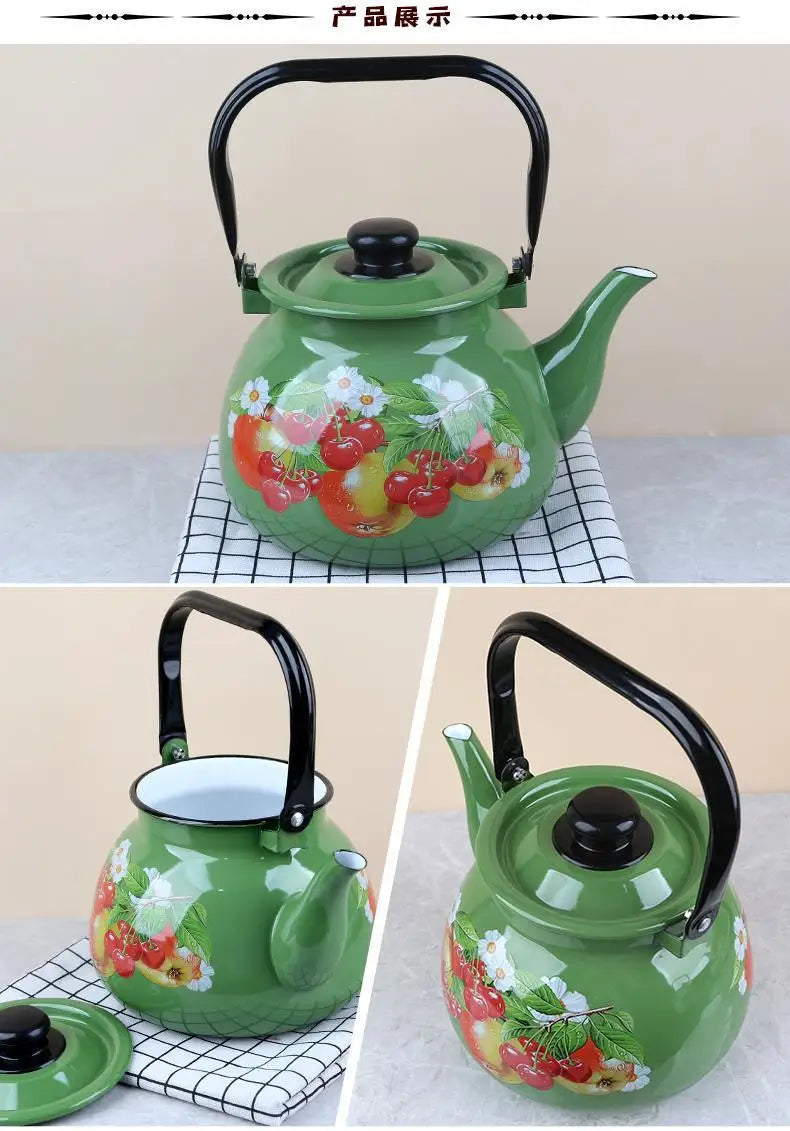3.5L Large Capacity Porcelain Enameled Tea Pot Perfect for Home or Restaurant Use Tea Kettle Practical and Beautiful