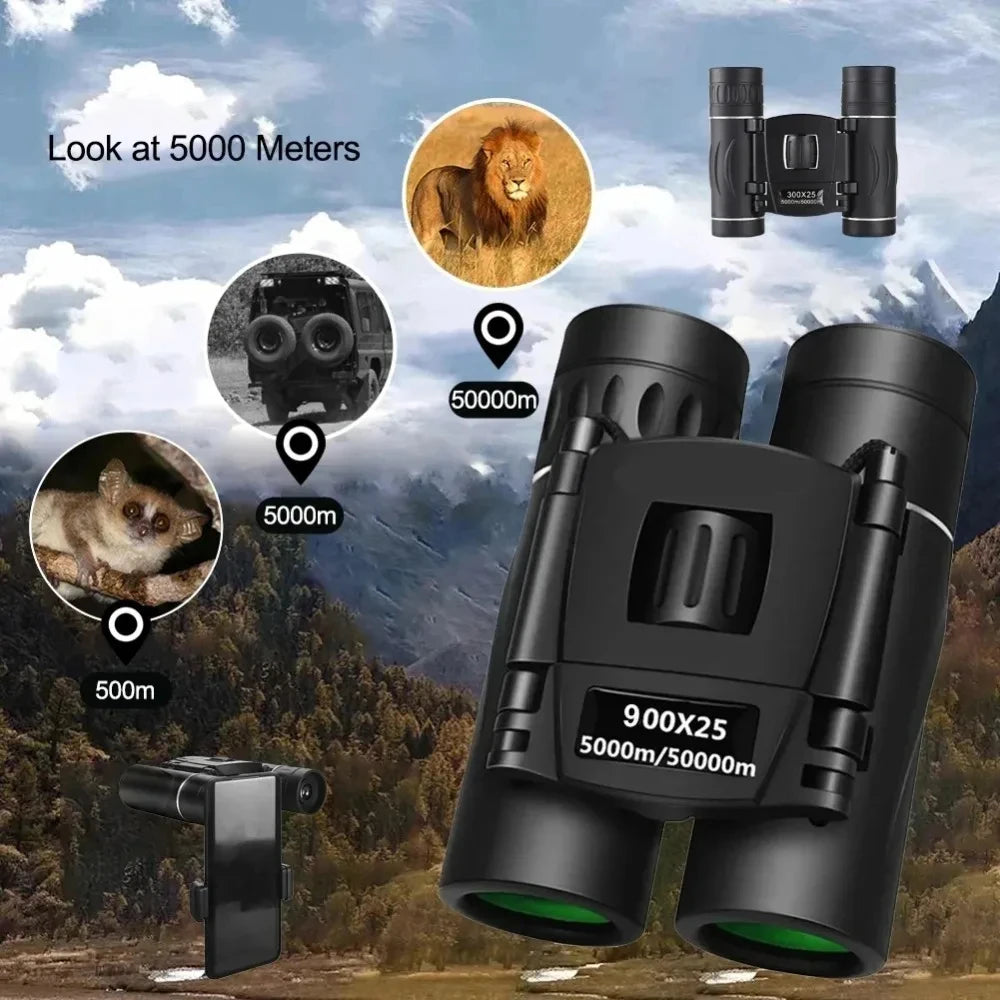 900x25 Mini Binoculars High-Powered Prism Waterproof Travel Bird Watching Outdoor Sports Optics