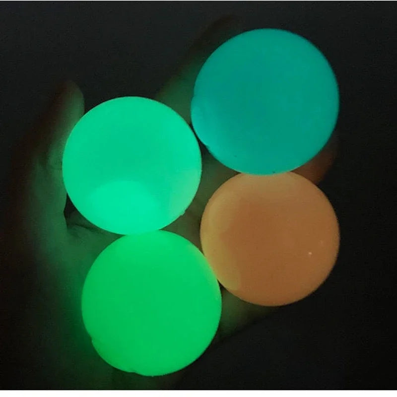 Luminous Wall Target Ball Sucker Sticky Decompression Toy Squeeze Ball Colorful TPR Stress Relief Balls Random Color