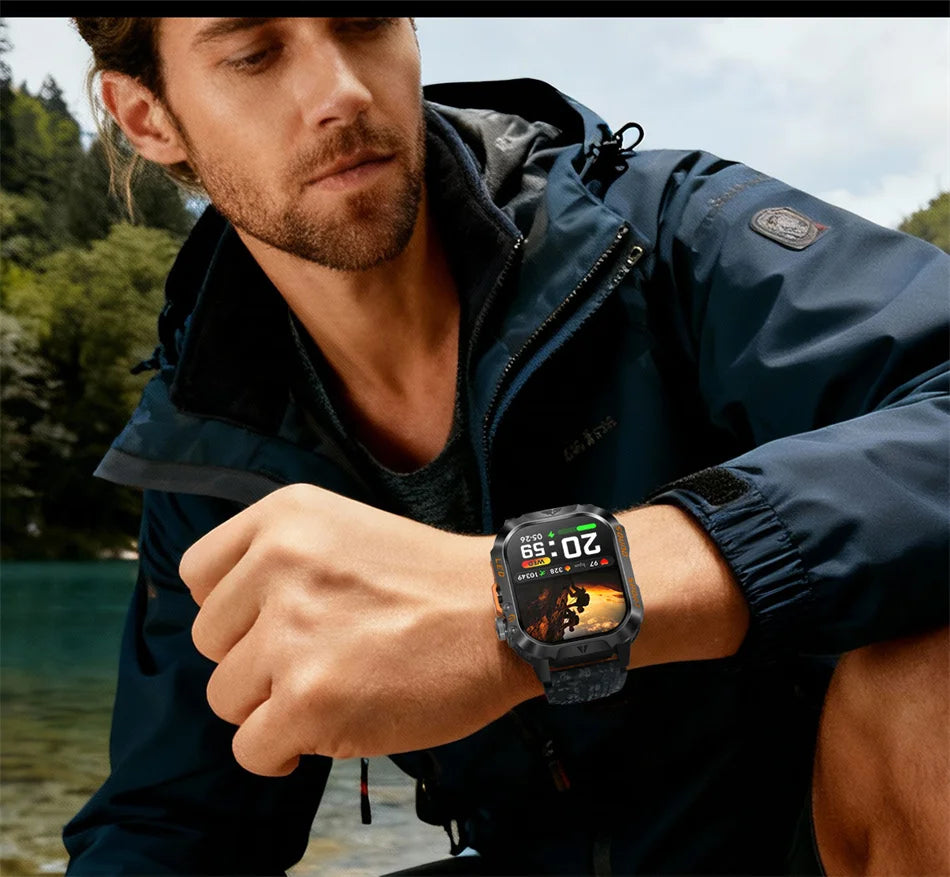 2026 New Outdoor Military Smart Watch 1200mAh Battery GPS HD Call Health Monitoring 2.01-inch Waterproof Sports Smartwatch Men