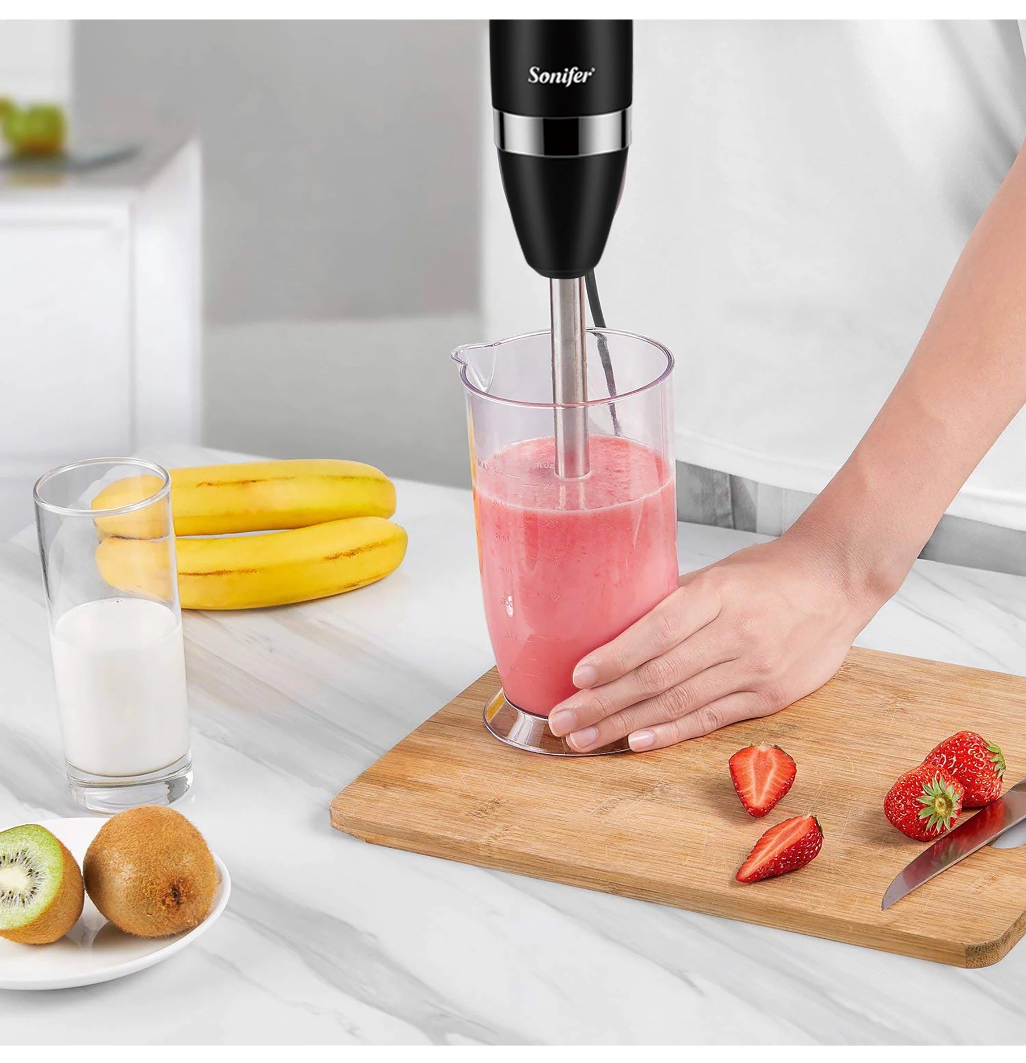 Stainless Steel Hand Blender 3 In 1 Immersion Electric Food Mixer With Bowl Kitchen Vegetable Meat Grinder Chopper Whisk Sonifer