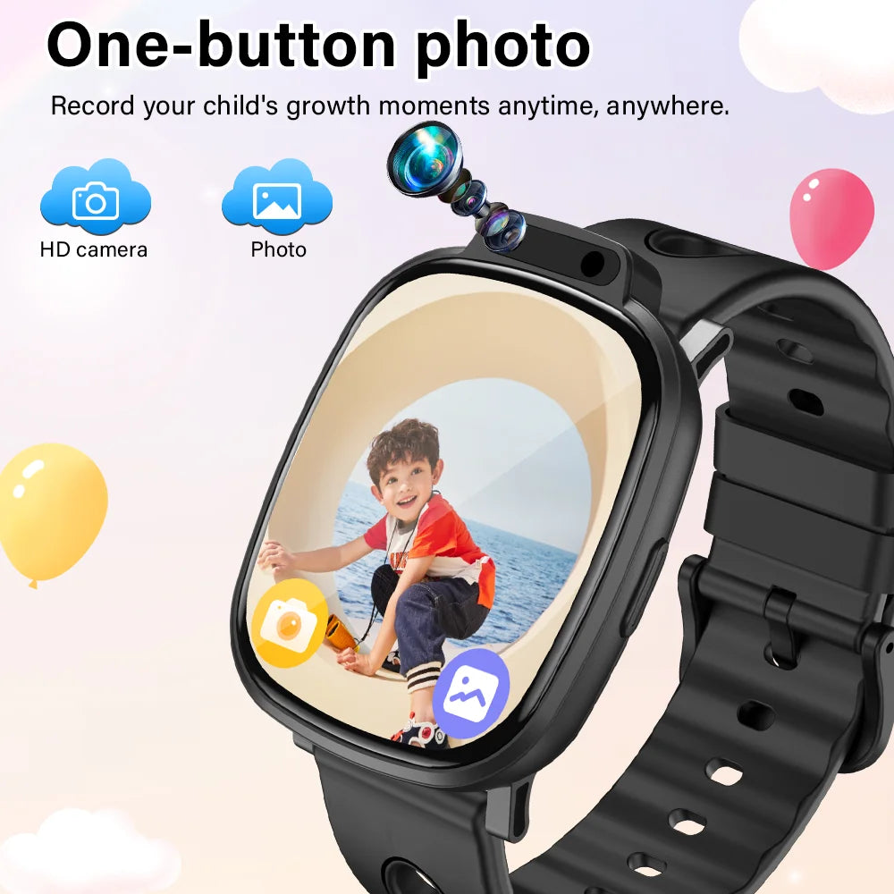 LAXASFIT Kids Smart Watch HD Touchscreen Front Camera Sleep Tracking 18 Educational Games Alarm Clock Holiday Gift For Children