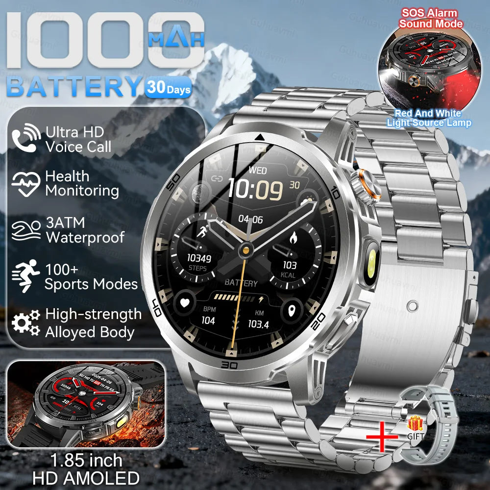 2026 Military T-Rex 3 Smart Watch Fitness Clock Men 466*466 AMOLED Screen 1000mAh Battery Flashlight Call Waterproof Smartwatchs