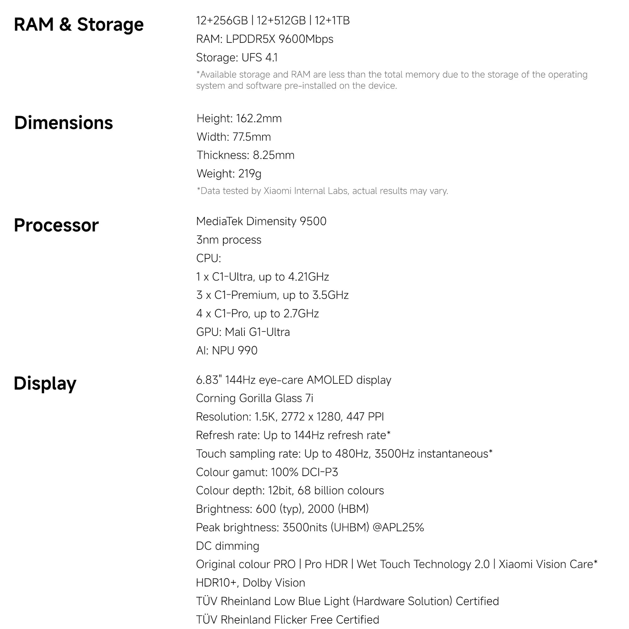 Xiaomi 17T Pro 5G, 12+256GB Global Version, 6.83" 144Hz 1.5K AMOLED Display 50MP MediaTek Dimensity 9500 7000mAh 100W Wired 50W Wireless Dual eSIM NFC