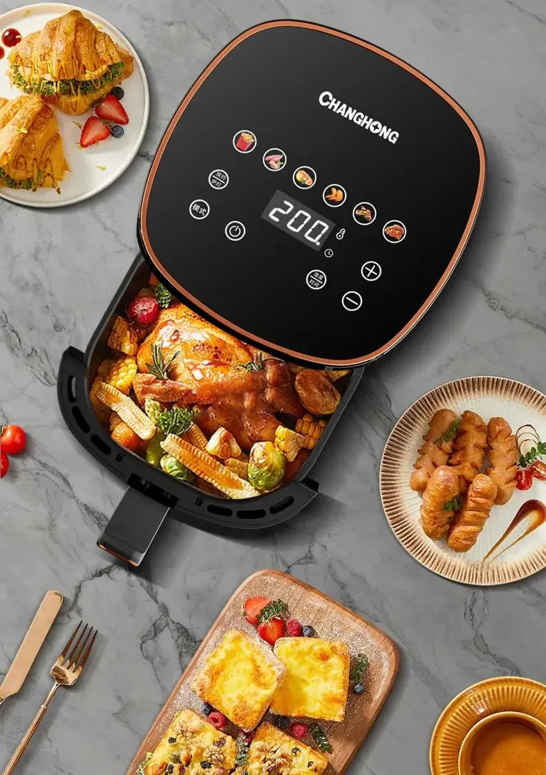 Household Air Fryer - New Visual, Large-capacity, Smart Reservation, Multi-functional Electric Fryer & Integrated Electric Oven.