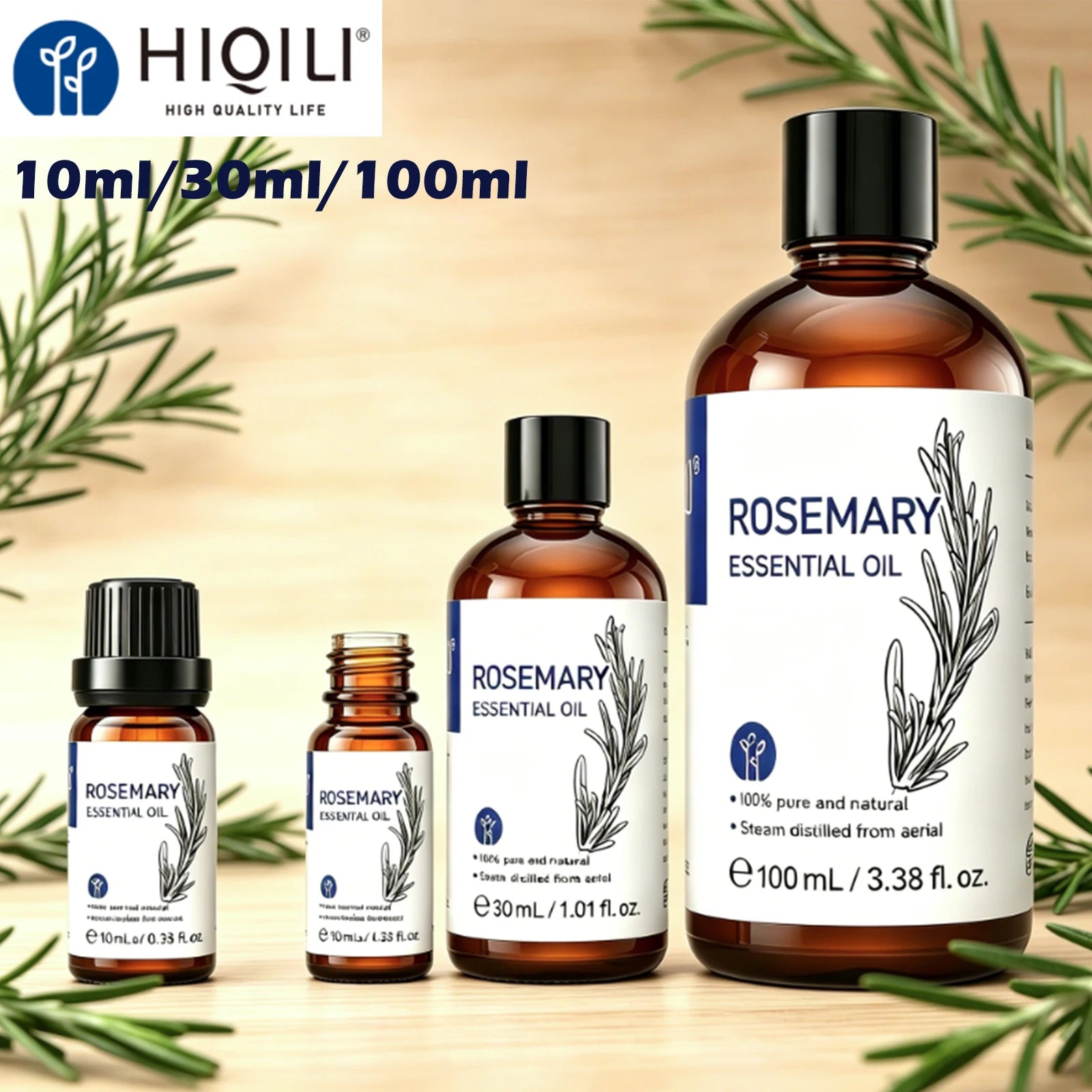 HIQILI 10ml/30ml/100ml Essential Oil With Dropper, Lemongrass/Basil/Rosemary/Camphor Tree/Oriole/Neroli，Diffuser/Humidifier