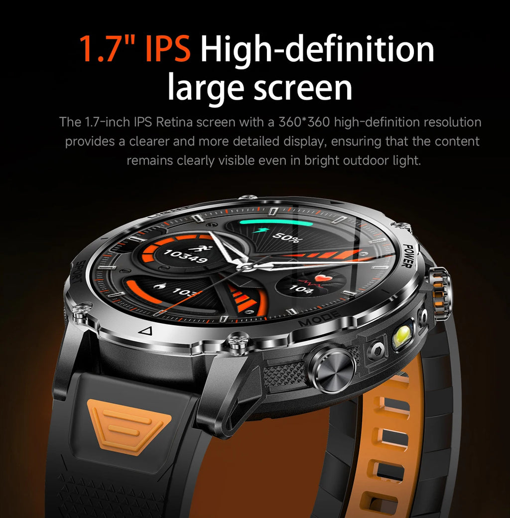 LIGE Men Smart Watch 1400 mAh 1.7 Inch Screen Bluetooth Call Voice Assistant Watch Sport Fitness IP68 Waterproof Smartwatch 2026