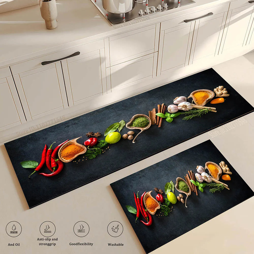 Spices Kitchen Mat Home Entrance Doormat Living Room Bedroom Balcony Floor Decor Carpet Bathroom Hallway Door Anti-Slip Foot Rug