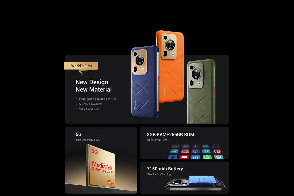 [World premiere] Fossibot F112 PRO 5G Rugged Smartphone 6.88" HD+ 7150mAh 24G(8+16)+256G Mobile Phone Android 14 50MP Cell Phone