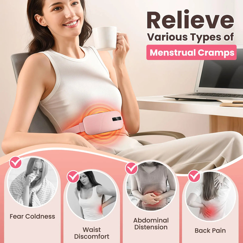 Women's Intelligent Menstrual Heating Belt 5-Speed Heat 4-Speed Vibration Massage Womb Warmer Nuangongbao Period Relief Waist Mat