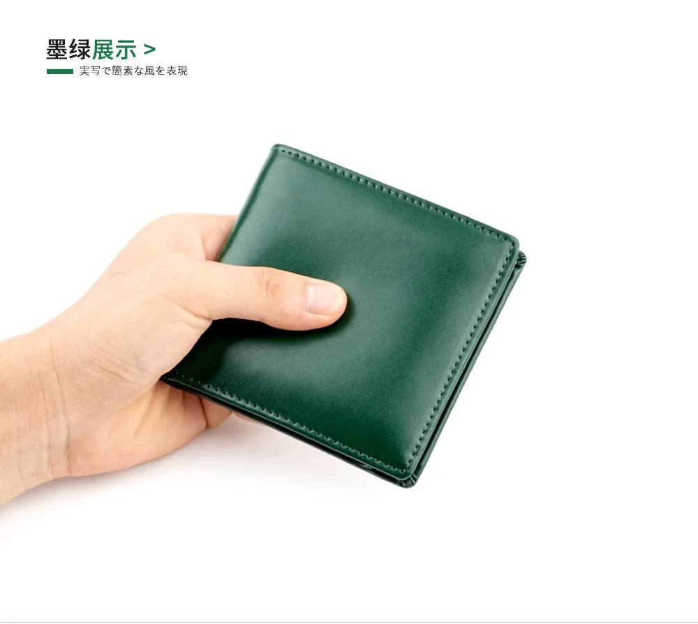 New Genuine Leather Men's Wallet Japanese Style Short Cowhide Multi-card Slot Coin Purse Wallets