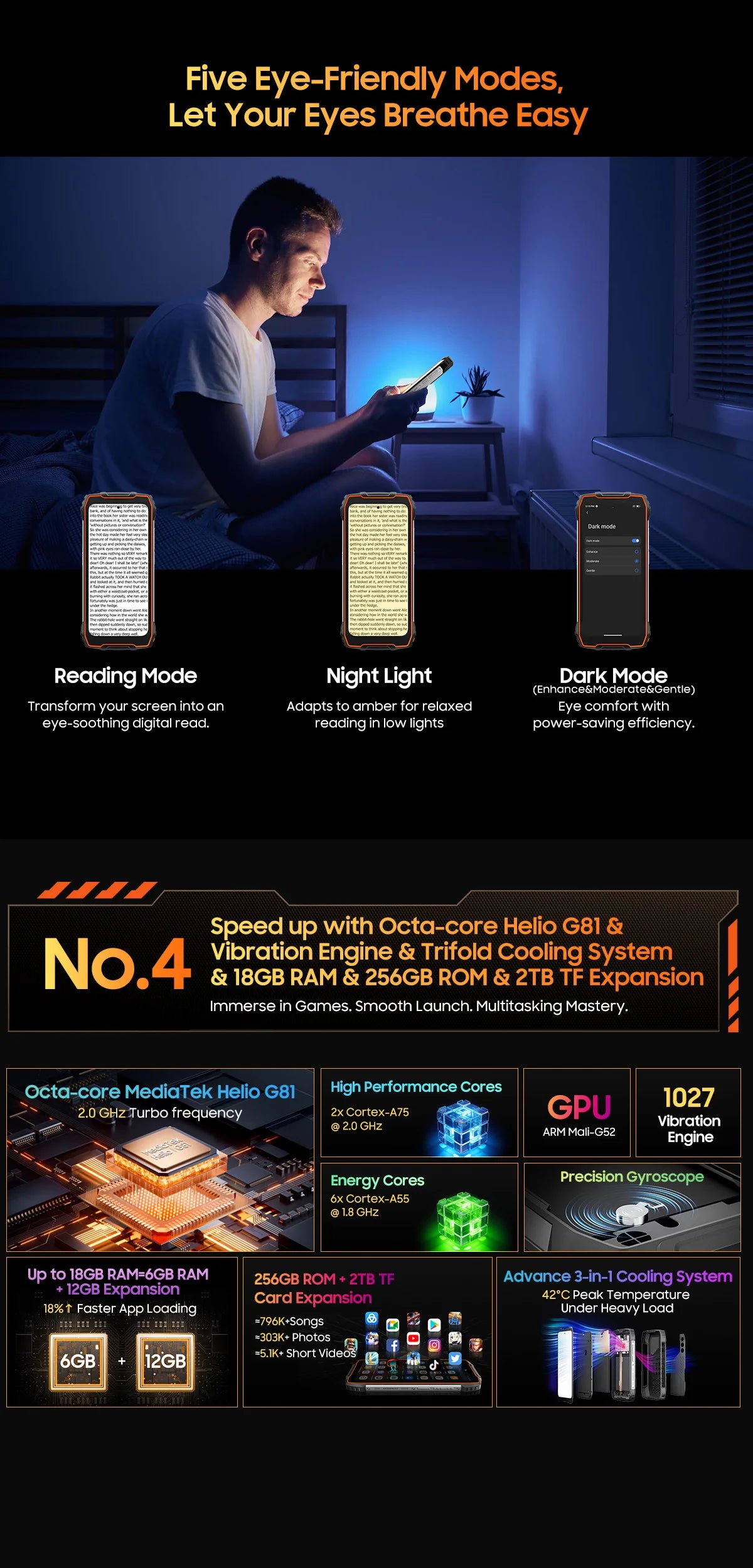 Blackview OSCAL PILOT 1 Rugged Phone 6.67" 90Hz IPS Display 6GB+256GB Android 14 Outdoor Smartphone with LED Flashlight GPS/NPC