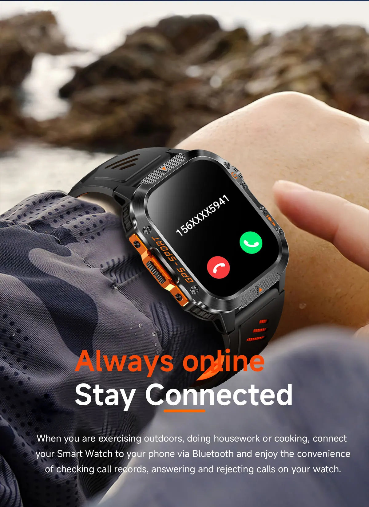 New Military Smartwatch Real GPS Compass Outdoor Smart Watch 3ATM Waterproof Sports Watches for Man Woman Electronics Clock 2025