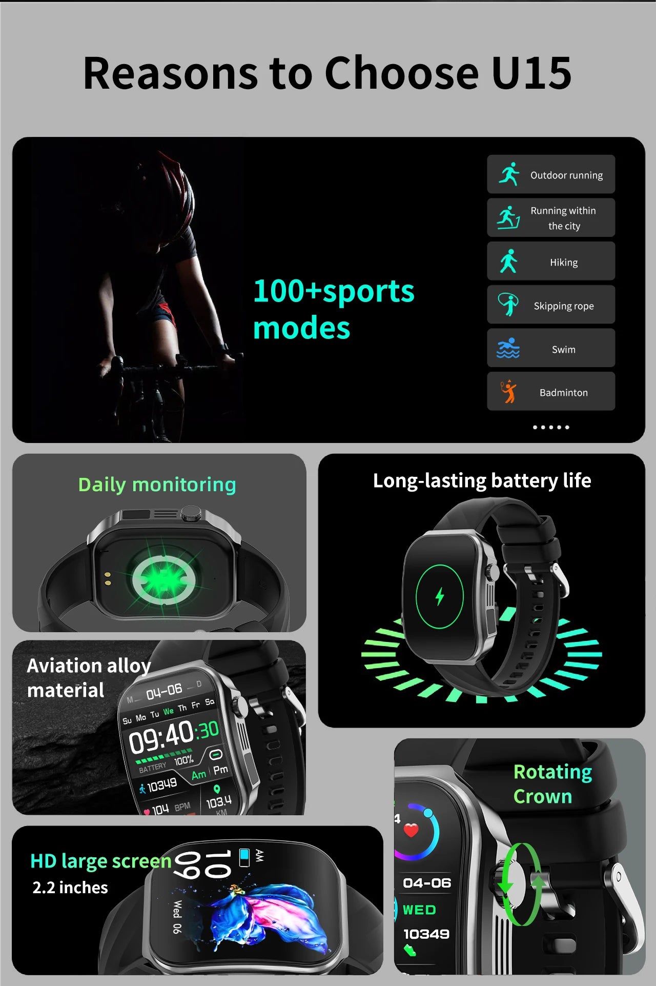 3D Curved Screen Smart Watch 2.2" Large HD Display Bluetooth Call Waterproof Flashlight Outdoor Sport Smartwatch Women 2026 New