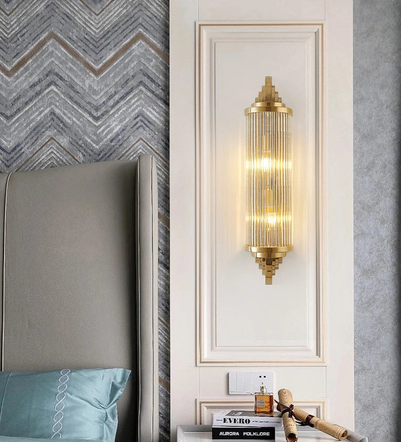 Art Decor Wall Light Clear Glass Gold Metal Creative Sconce Lamp For Living Room Hotel Indoor Bedroom E14 Bulb