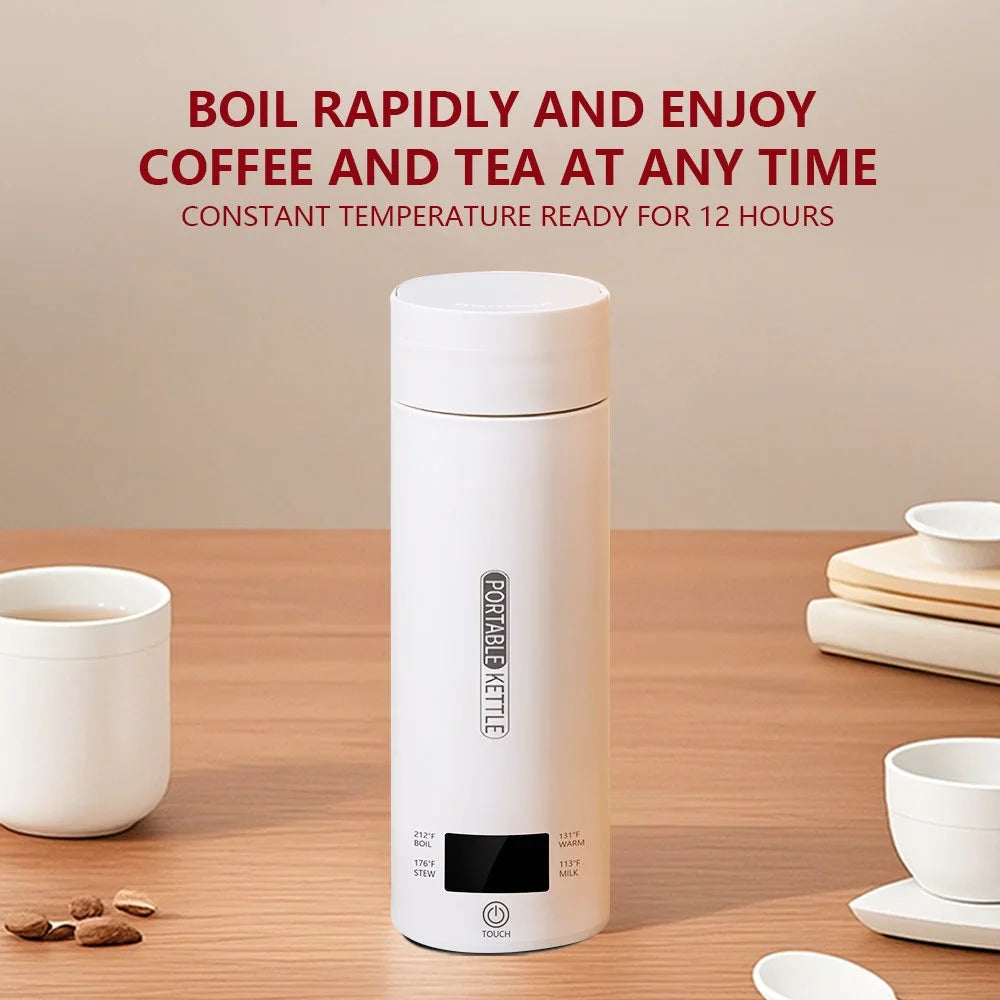 JFBONIN Electric Kettles Portable Tea Coffee Kettle Travel Boil Water Thermal Cup Anti-Scald Water Bottle English Menu