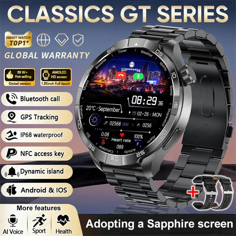 2026 Smart Watch Always display AMOLED NFC Bluetooth Call GPS trajectory Waterproof Health Sport Smartwatch Men for Android iOS