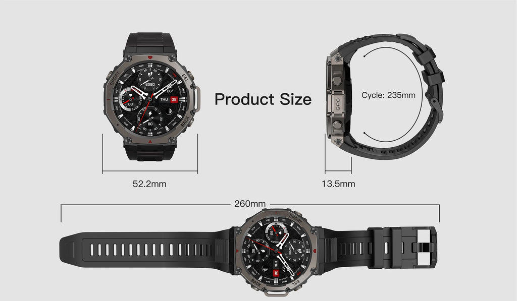 VWAR T-Rex 3 Pro Ultra Dual-Band GPS Military Smart Watch 48mm 10ATM Water-Resistant Compass Altimeter Smartwatch Men