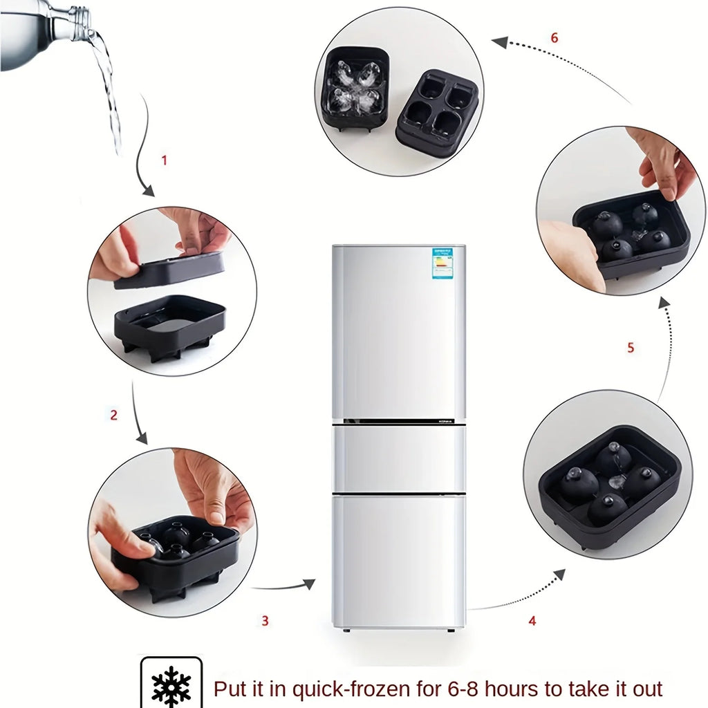 Skull Ice Ball Mold Silicone 3D Flexible Ice Cube Trays BPA Free Ice Trays For Freezer Horror Skull Head Cocktail Ice Ball Maker