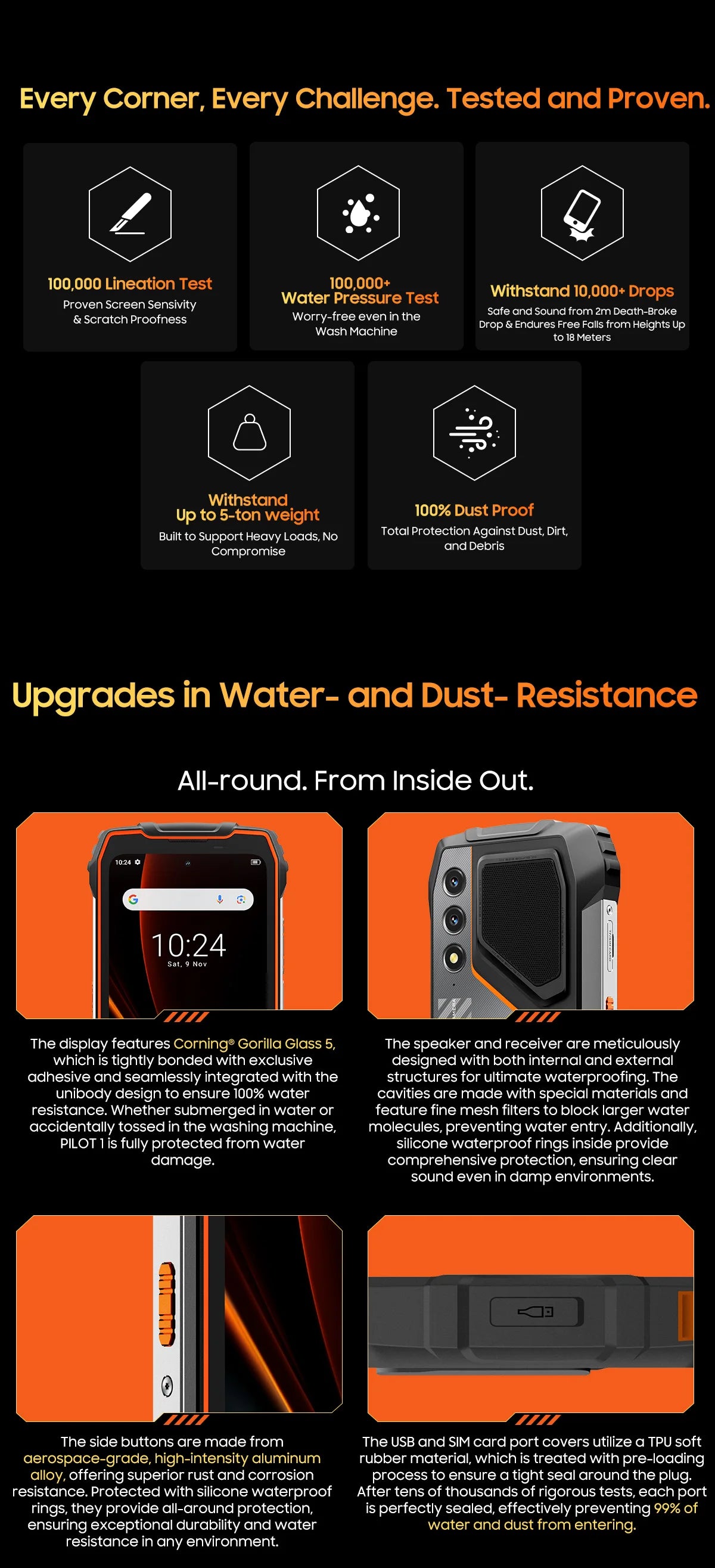 Blackview OSCAL PILOT 1 Rugged Phone 6.67" 90Hz IPS Display 6GB+256GB Android 14 Outdoor Smartphone with LED Flashlight GPS/NPC