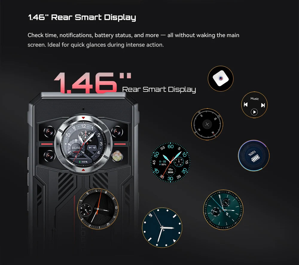 Cubot Rugged Smartphone 5G King Kong 11, Android 15, Up to 32GB RAM+256GB ROM, 108MP Camera, 10200mAh, Dual Screen, MTK7025,6nm