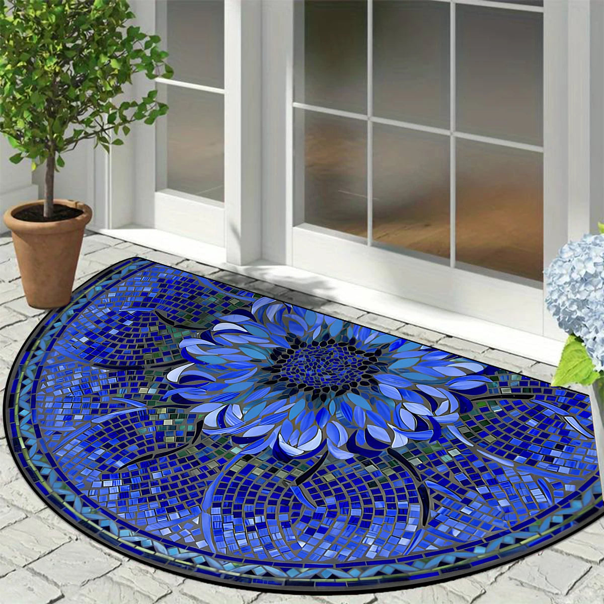 Entrance Carpet Anti-slip Dirt-resistant Wear-resistant Door Rug Semicircular Imitation Marble Texture Welcome Floor Mat 현관 카펫