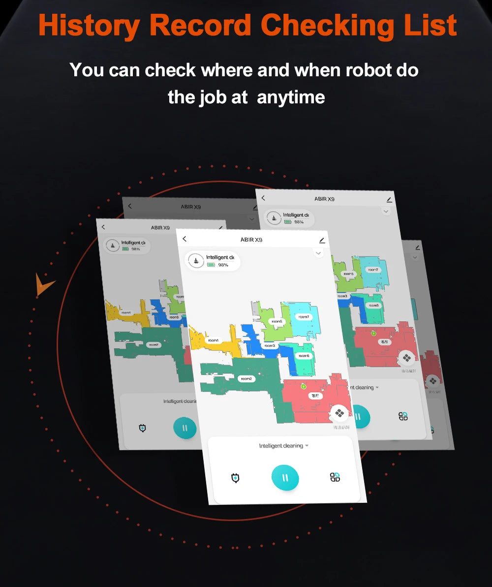 Robot Vacuum Cleaner ABIR X9,Laser Lidar,6500pa Suction,UV Cleaning, Multi-Floor Map,APP Restricted Area,Smart Home Wet Dry Mop