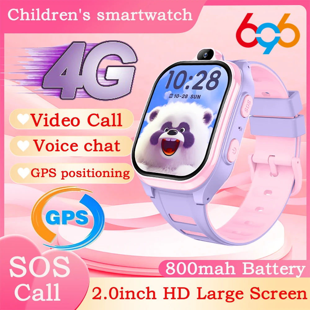 New 4G Smart Watch Kids GPS Video Call APP Download Child Smartwatch Voice Assistant Phone Watches Voice Chat Camera Alarm Clock