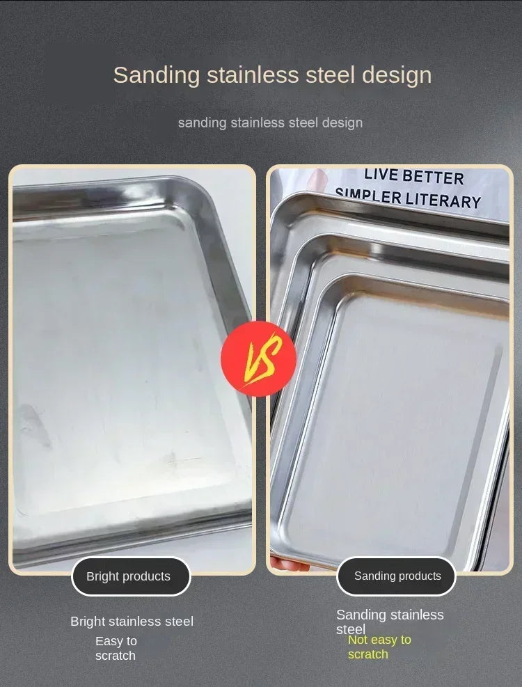 Stainless Steel Baking Pan Tray with Wire Rack Cake Baking BBQ Pan Tray Plate Oven Brownie Rack Cooking Roasting Grilling Tool
