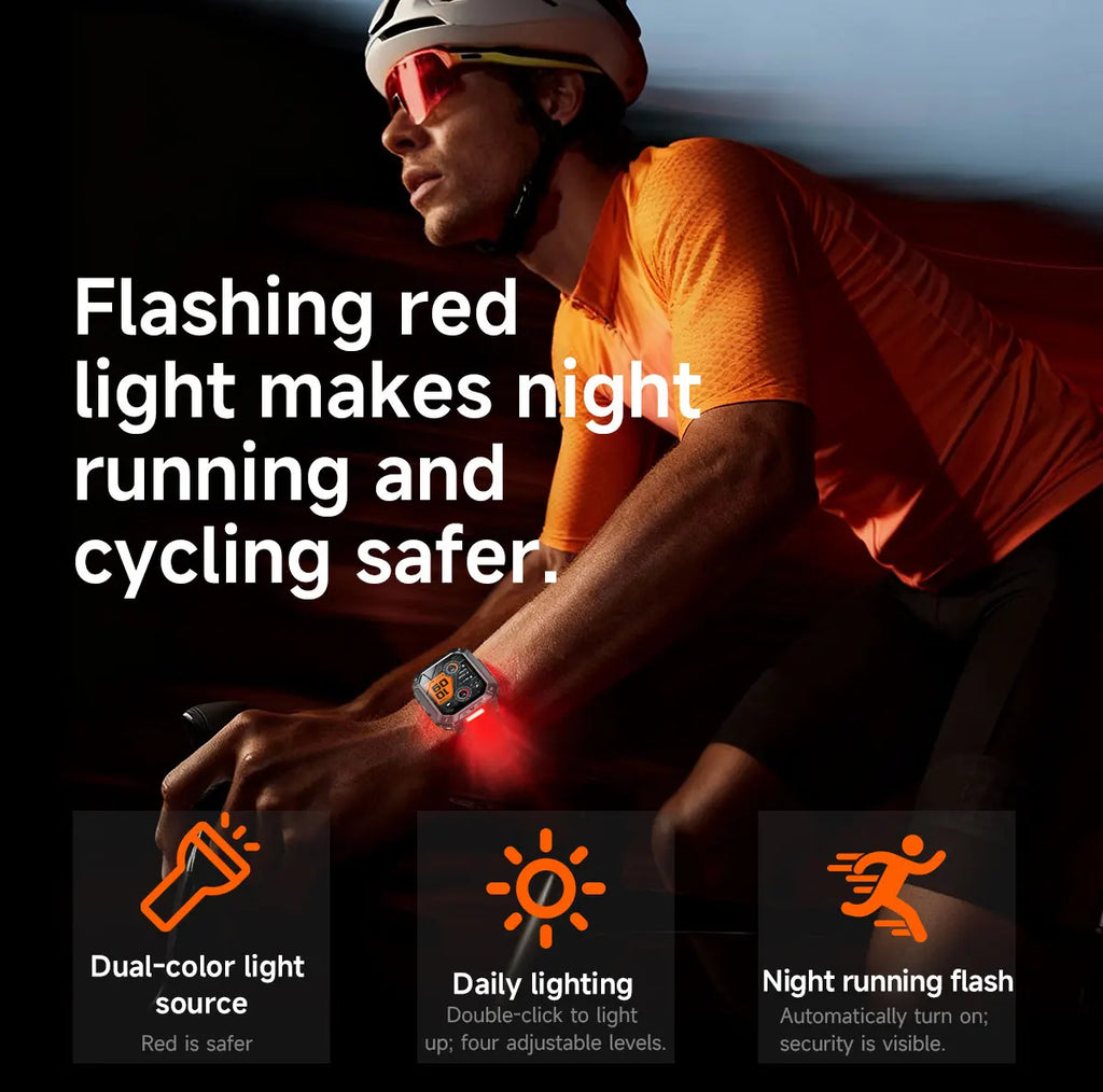 2026 New Military Grade 1400mAh Battery Smart Watch GPS Tracks 5ATMWaterproof Flashlight Heart Rate 2.1" Durable Smartwatch Men