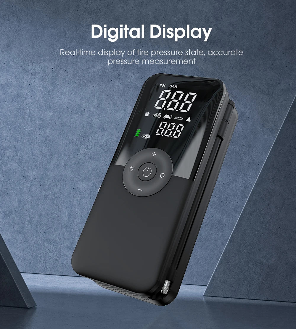 CARSUN Rechargeable Tire Inflator Digital Cordless Car Tyre Inflator For Motocycle Bicycle Balls Portable Compressor Air Pump