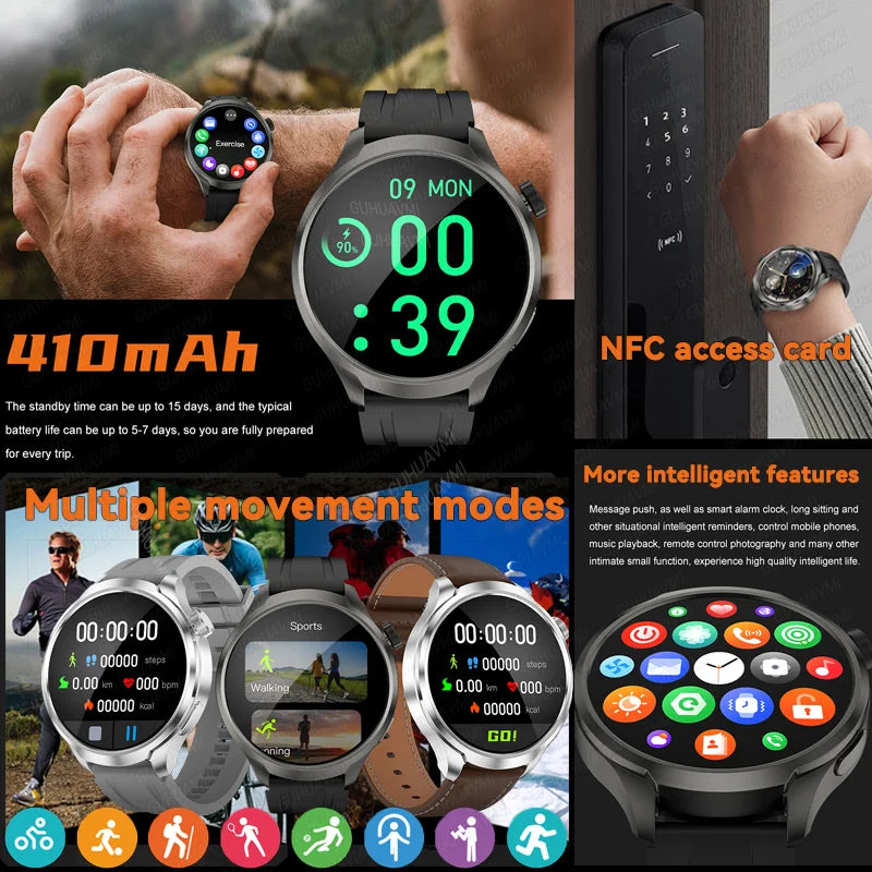1.85-inch HD Sapphire Glass Smart Watch Men's GPS Movement Track NFC Bluetooth Call  Lingdong Island Health Detection Smartwatch