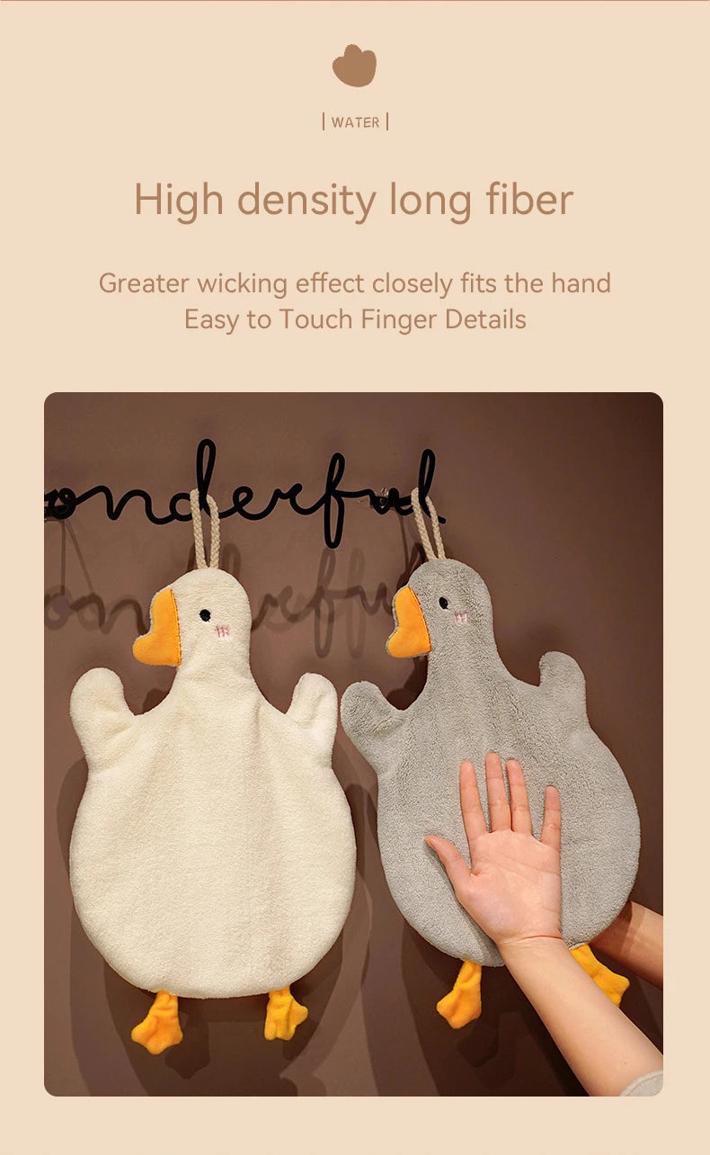 Cartoon Goose Hand Towel for Kitchen Bathroom & Toilet Super Absorbent Quick Dry Hanging Type Hardwearing